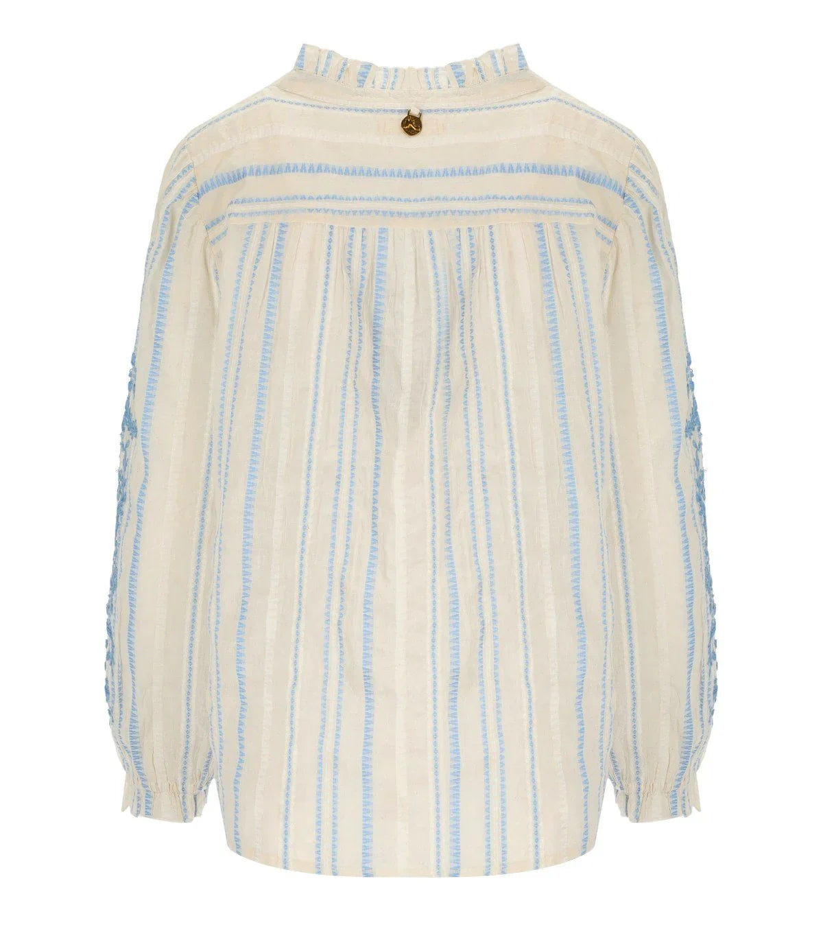 Pahiesa Formentera Ecru And Light Blue Blouse