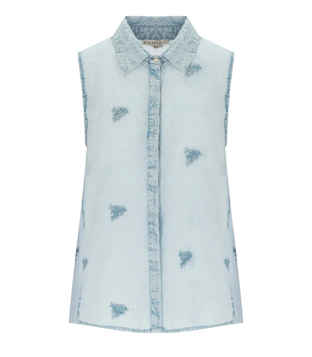 Pahiesa Formentera Light Blue Sleeveless Shirt