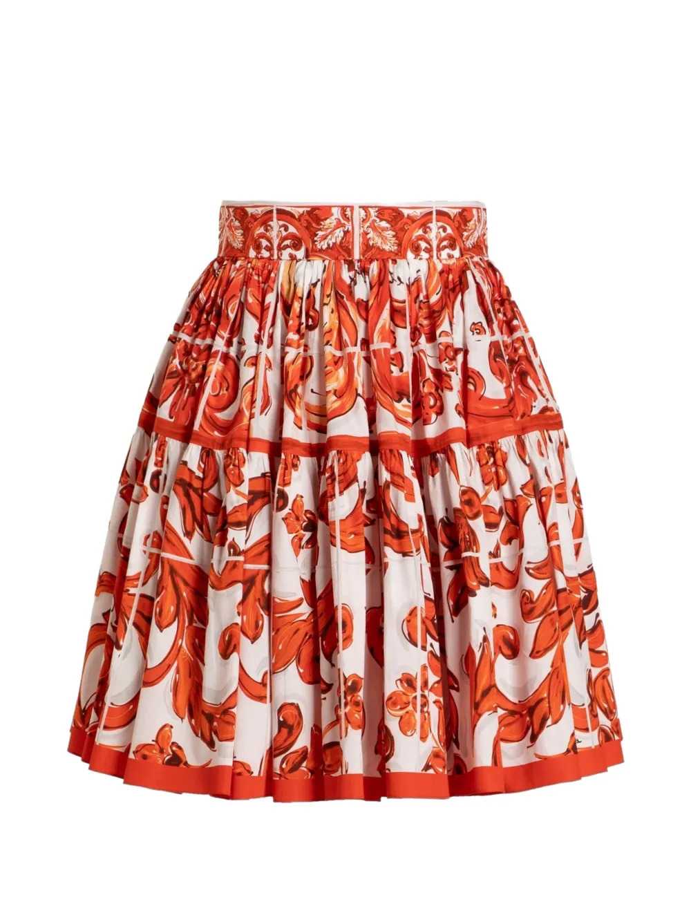 Dolce & Gabbana Poplin Skirt With Majolica Print