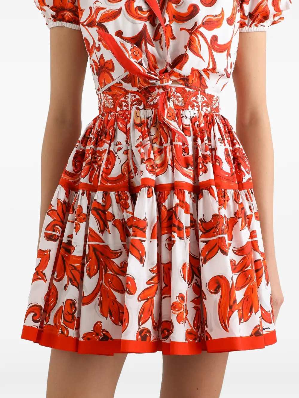 Dolce & Gabbana Poplin Skirt With Majolica Print