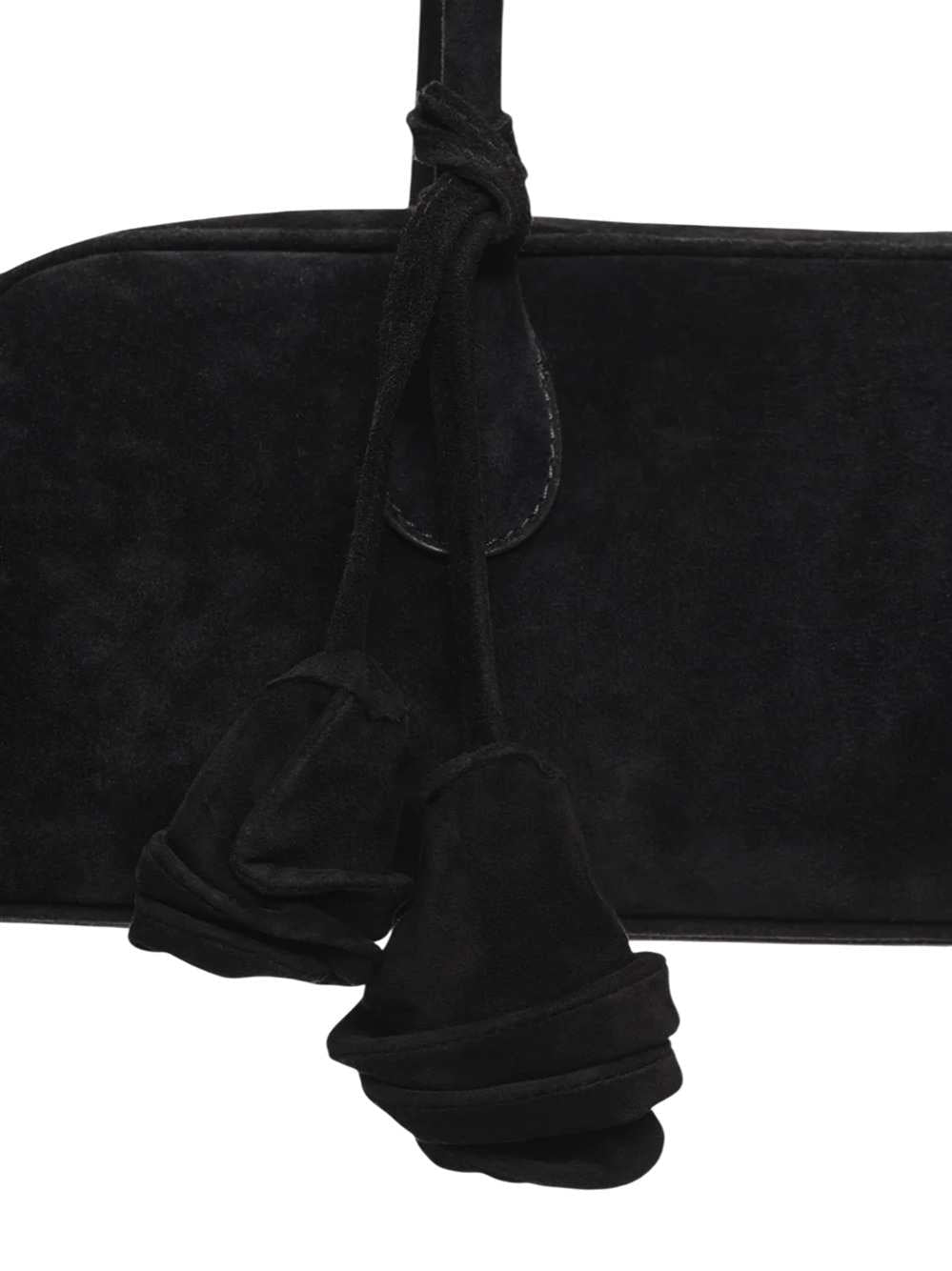Magda Butrym Brigitte Trapeze Bag In Black Suede With Flower Charm