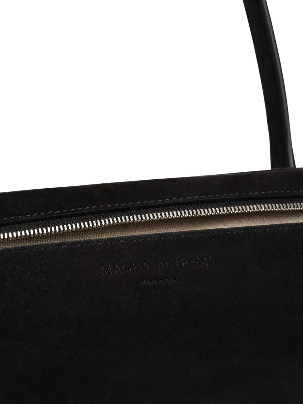 Magda Butrym Brigitte Trapeze Bag In Black Suede With Flower Charm