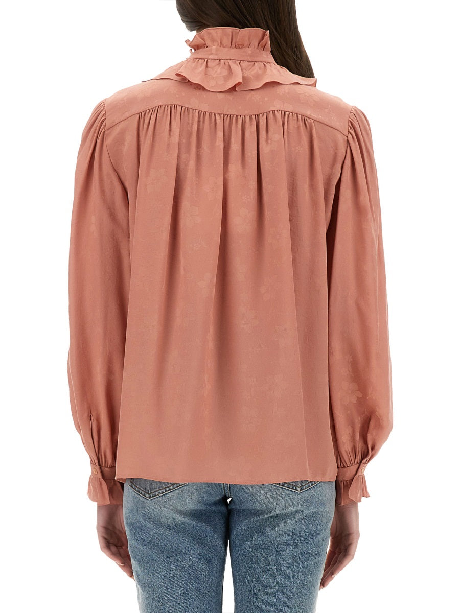 Chloé Fluid Silk Jacquard Blouse