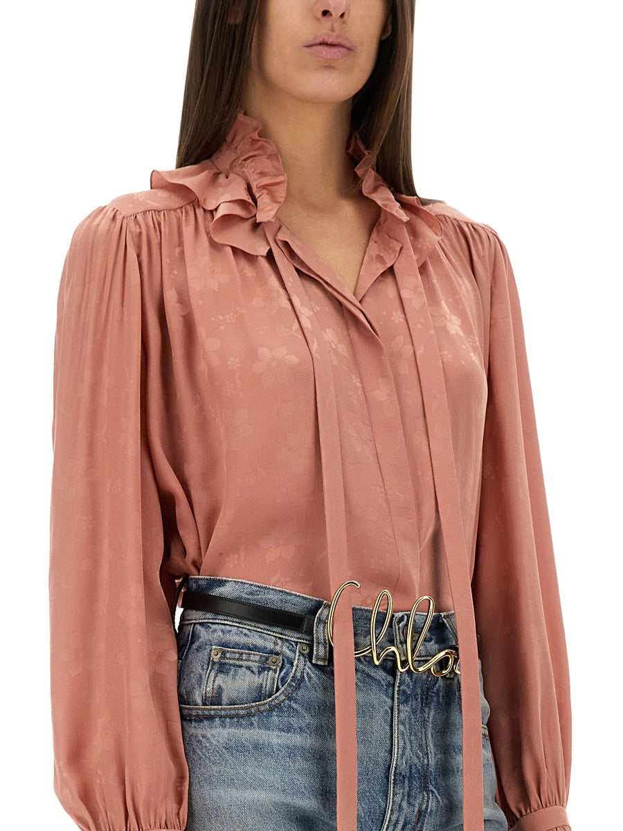 Chloé Fluid Silk Jacquard Blouse