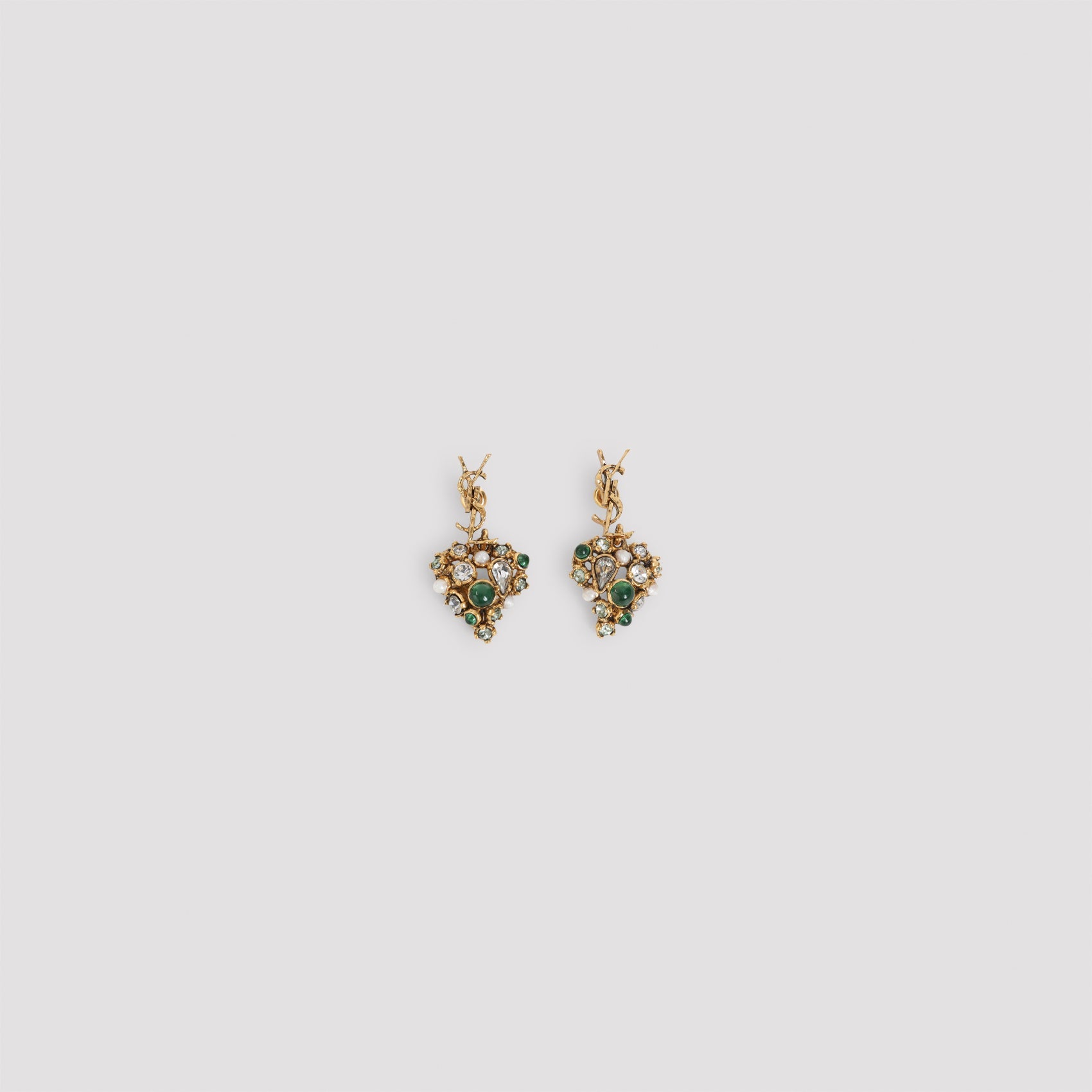 Saint Laurent Heart Pendant Hammered Cassandre Earrings