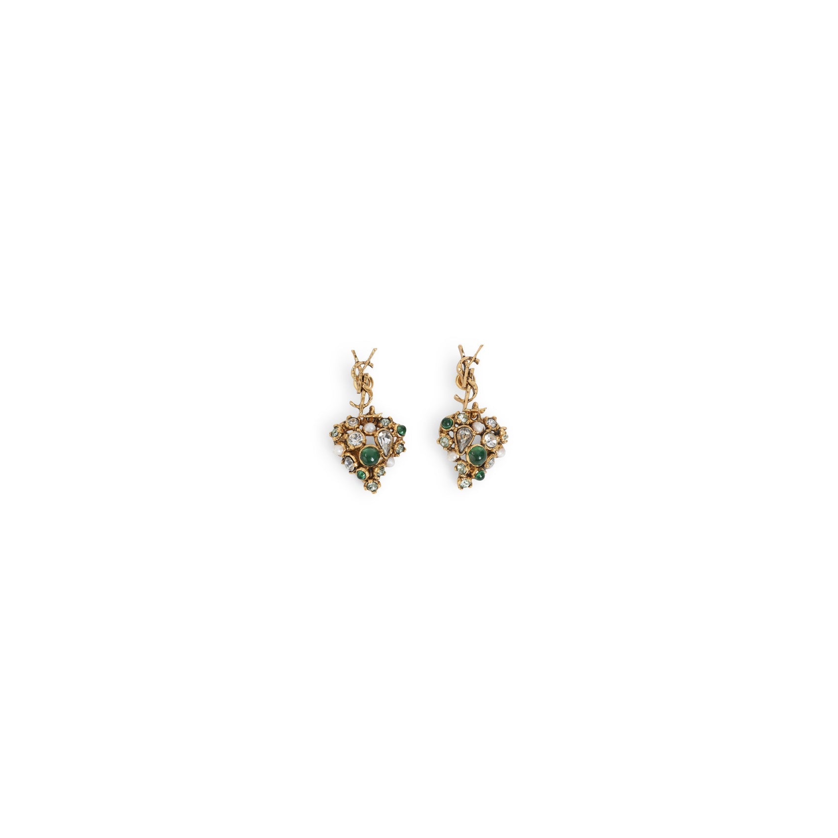 Saint Laurent Heart Pendant Hammered Cassandre Earrings