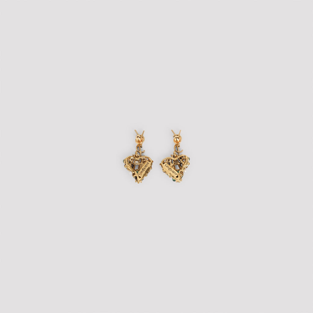 Saint Laurent Heart Pendant Hammered Cassandre Earrings