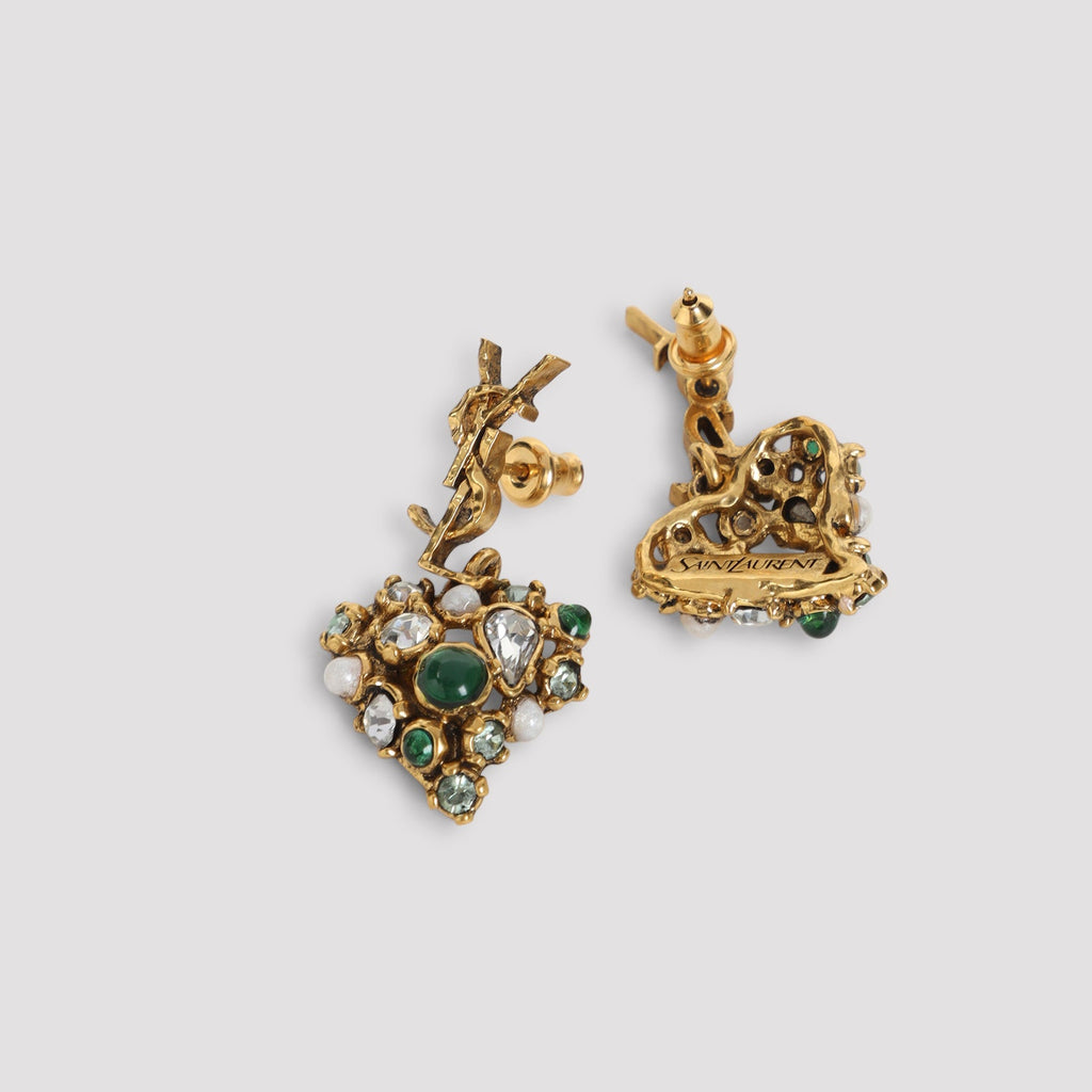 Saint Laurent Heart Pendant Hammered Cassandre Earrings
