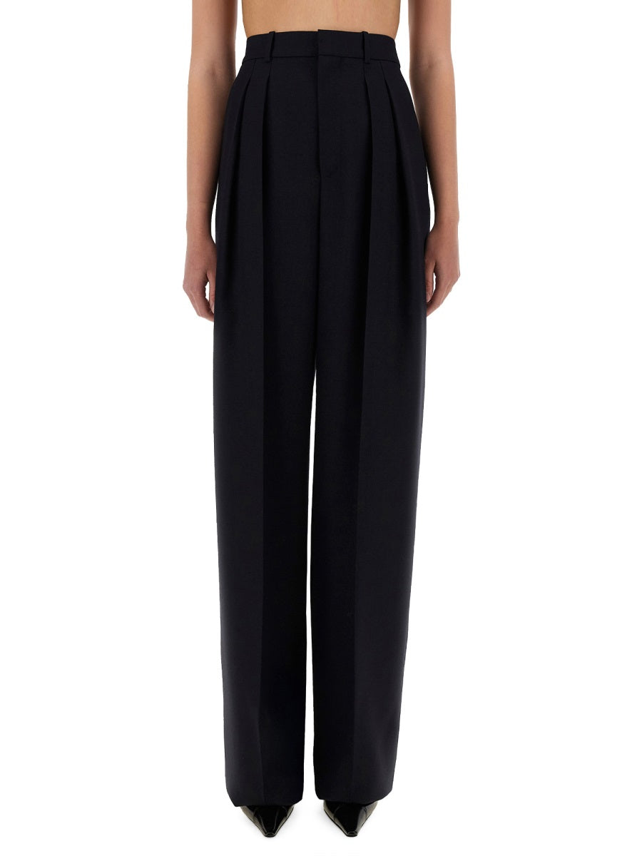Saint Laurent Wide Leg Pants In Grain De Poudre