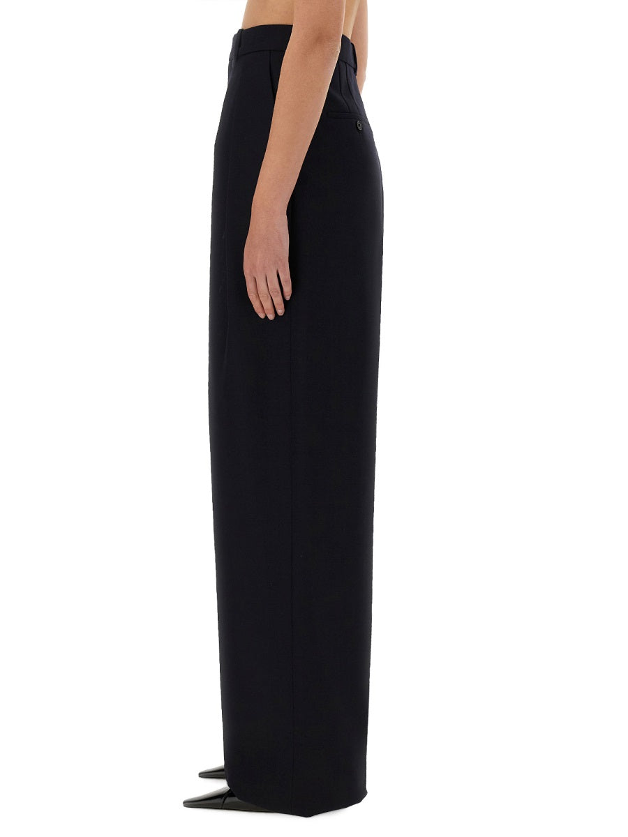 Saint Laurent Wide Leg Pants In Grain De Poudre