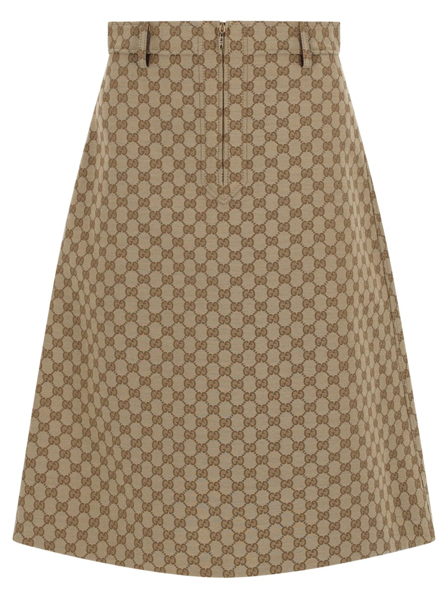 Gucci Midi Skirt With "Gg" Print