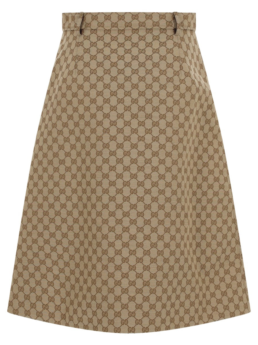 Gucci Midi Skirt With "Gg" Print