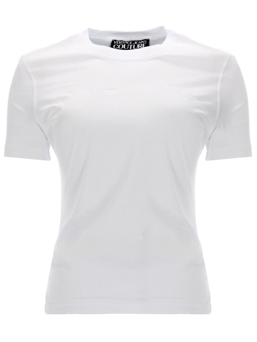 Versace Jeans Couture T Shirt Con Logo Glitterato