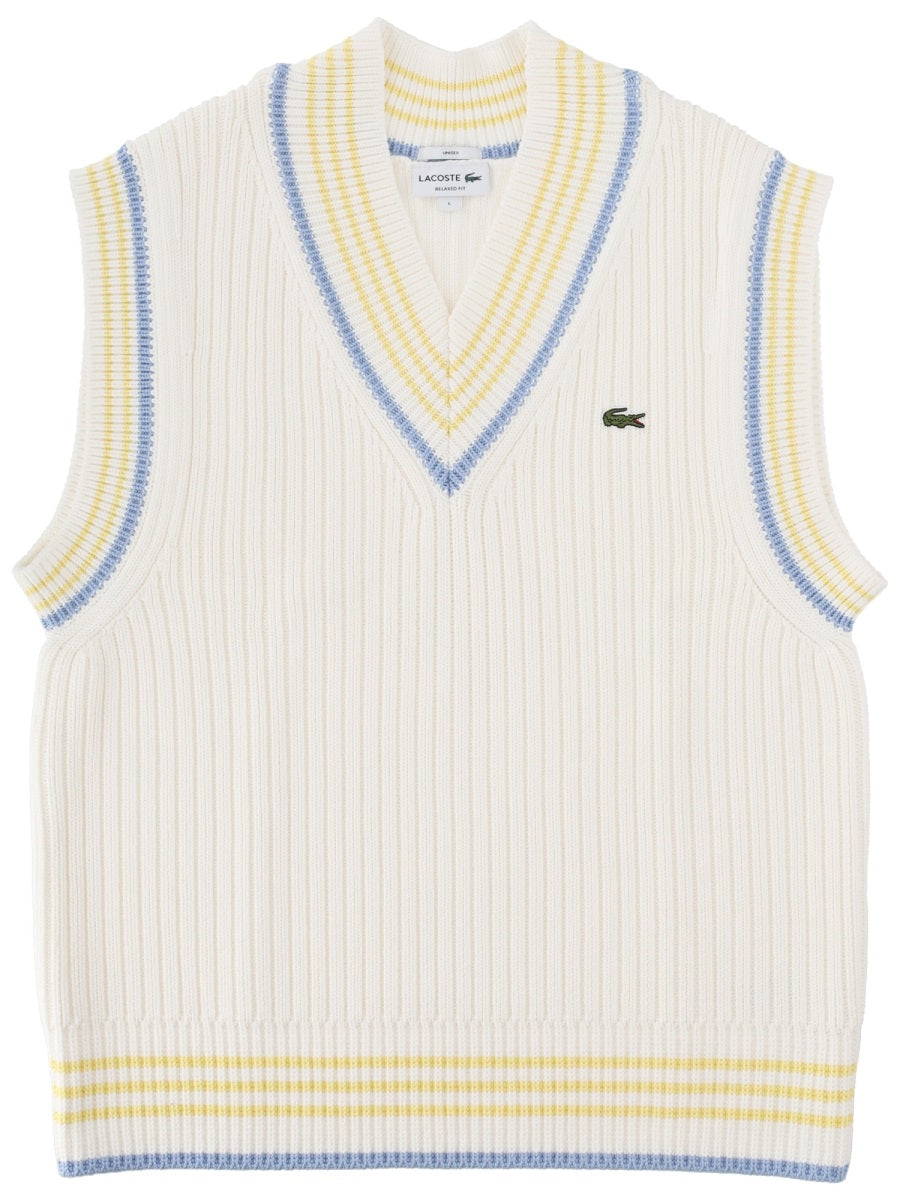 Lacoste Gilet In Maglia Con Logo