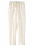 120% Lino Pantalone In Lino Con Coulisse