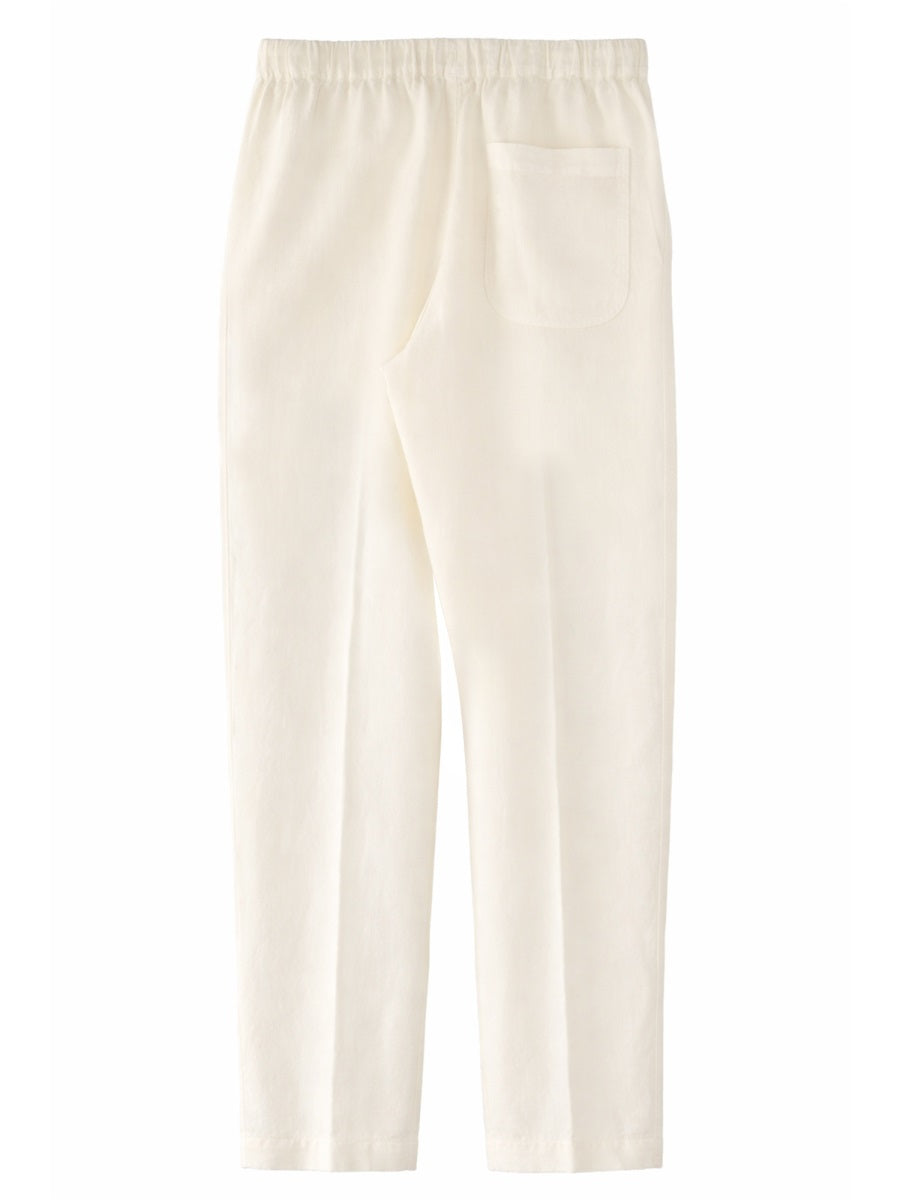 120% Lino Pantalone In Lino Con Coulisse