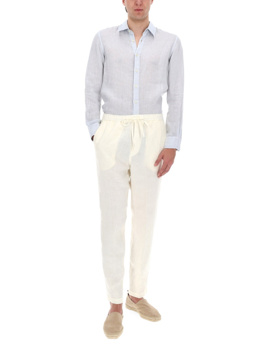 120% Lino Pantalone In Lino Con Coulisse