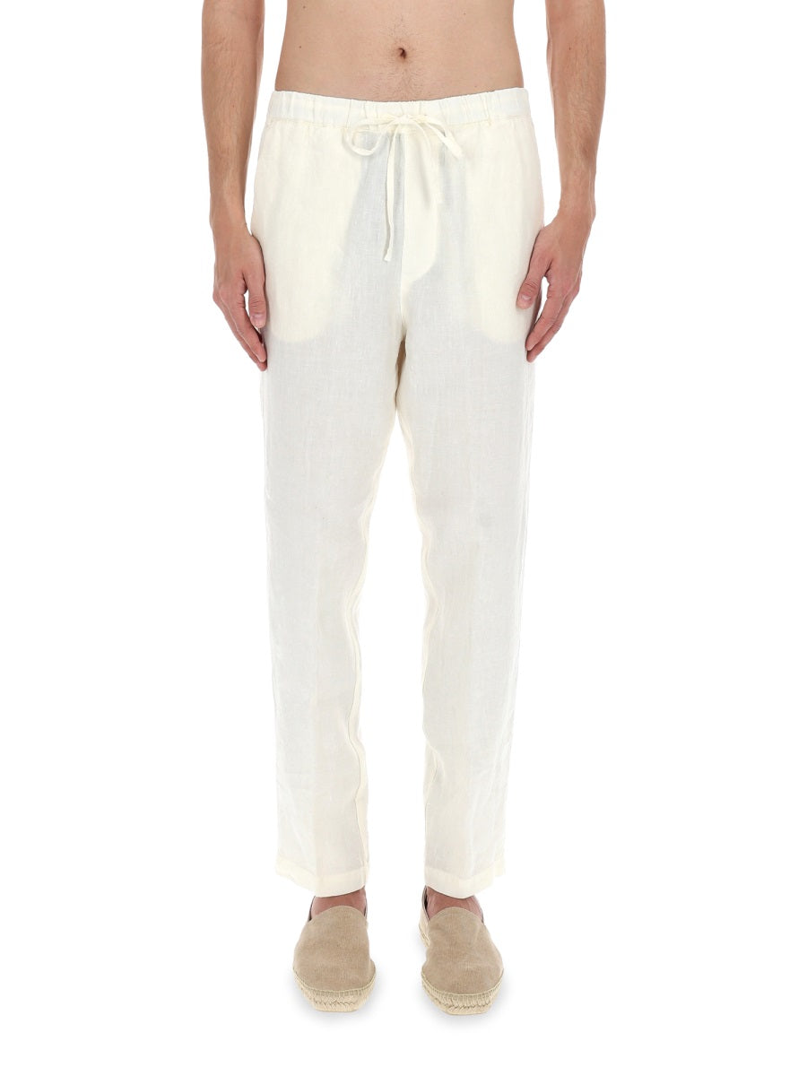 120% Lino Pantalone In Lino Con Coulisse