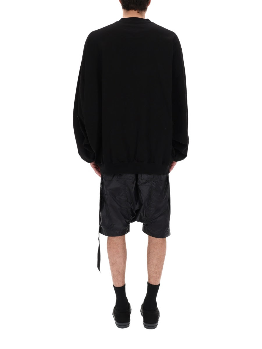 Rick Owens Drkshdw Felpa "Hun Crewneck" In Cotone