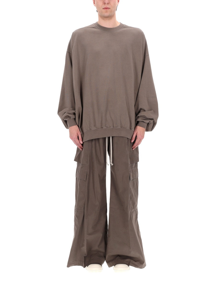 Rick Owens Drkshdw Felpa "Hun Crewneck" In Cotone