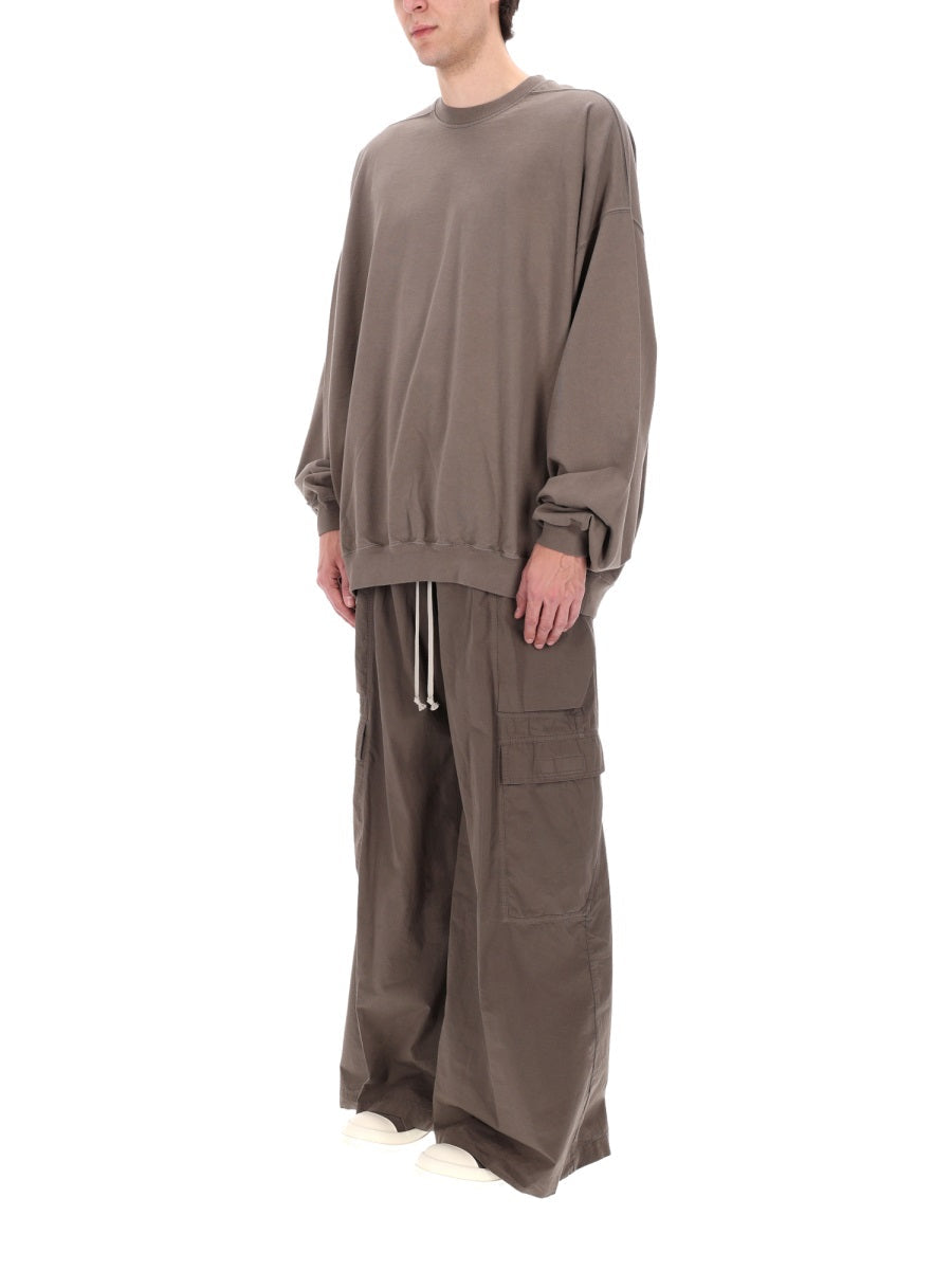 Rick Owens Drkshdw Felpa "Hun Crewneck" In Cotone
