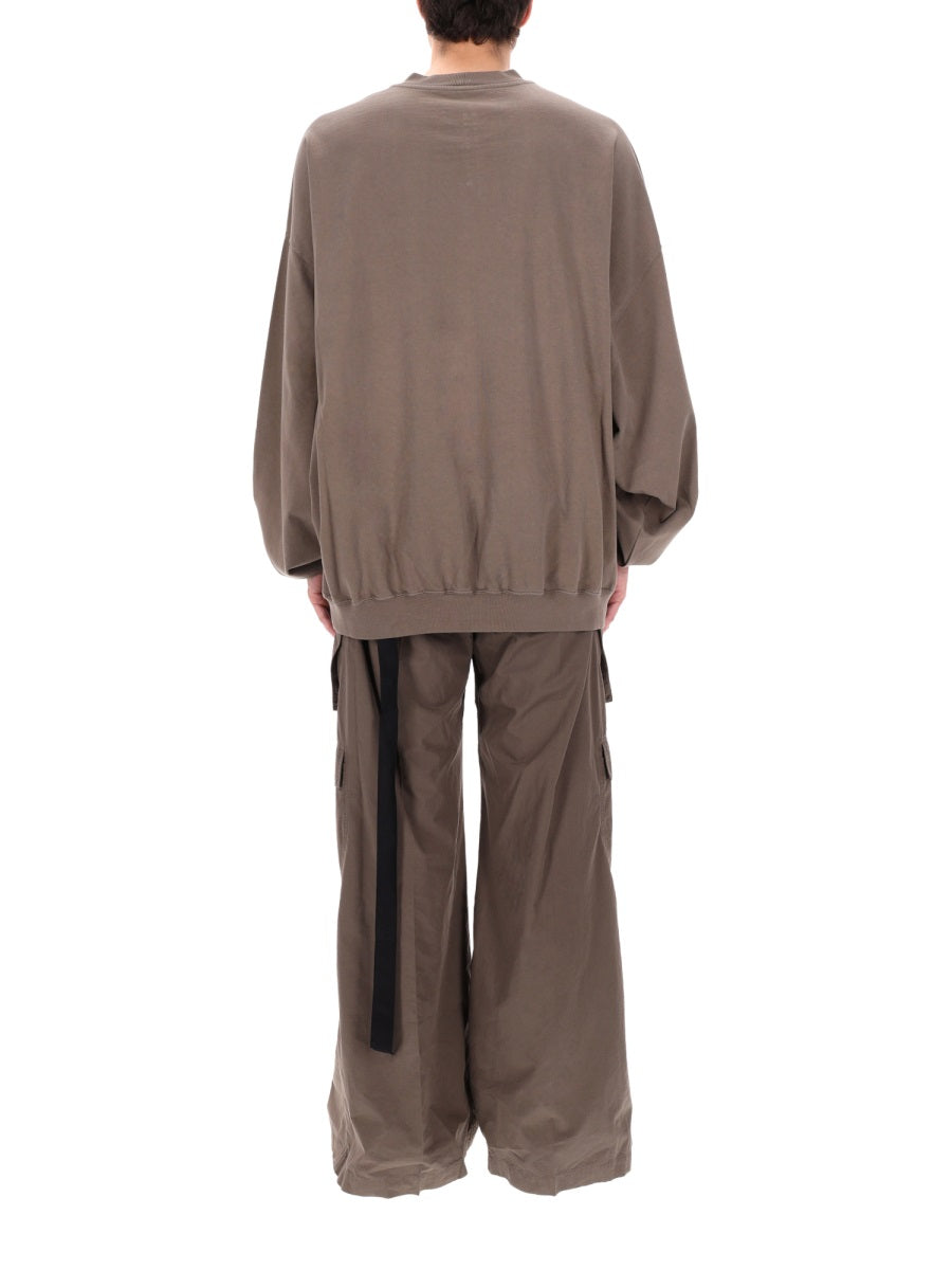 Rick Owens Drkshdw Felpa "Hun Crewneck" In Cotone