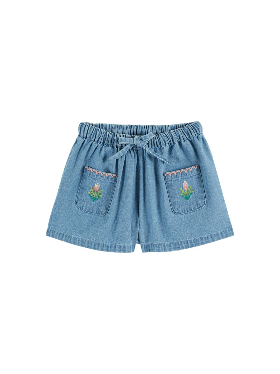 Emile & Ida Bermuda Denim Brode Rose