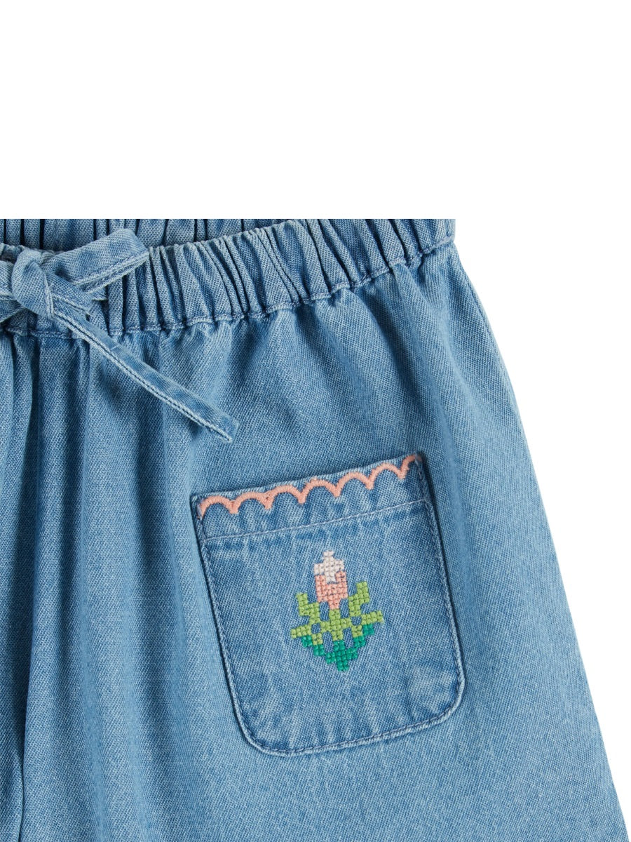 Emile & Ida Bermuda Denim Brode Rose