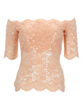 Rabanne Top In Pizzo Con Paillettes