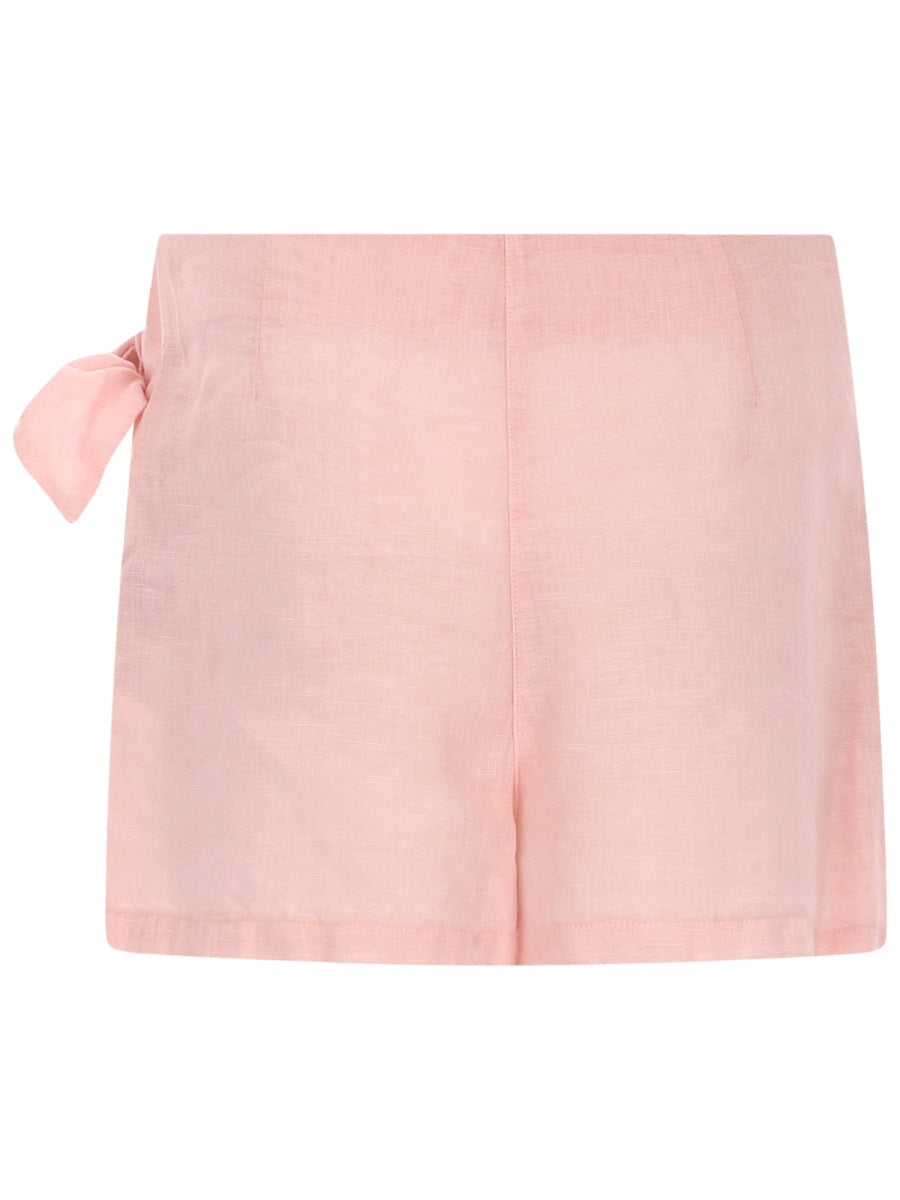 120% Lino Shorts Con Fiocco