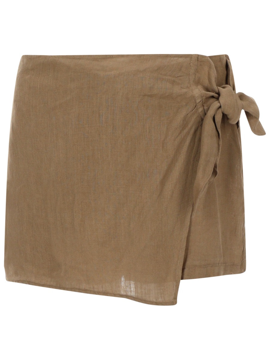 120% Lino Shorts Con Fiocco