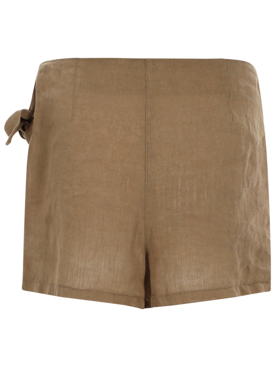 120% Lino Shorts Con Fiocco