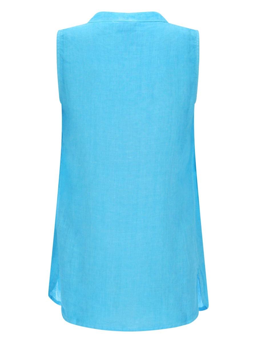 120% Lino Top Smanicato A Camicia