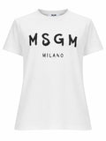 Msgm T Shirt Con Logo Pennellato
