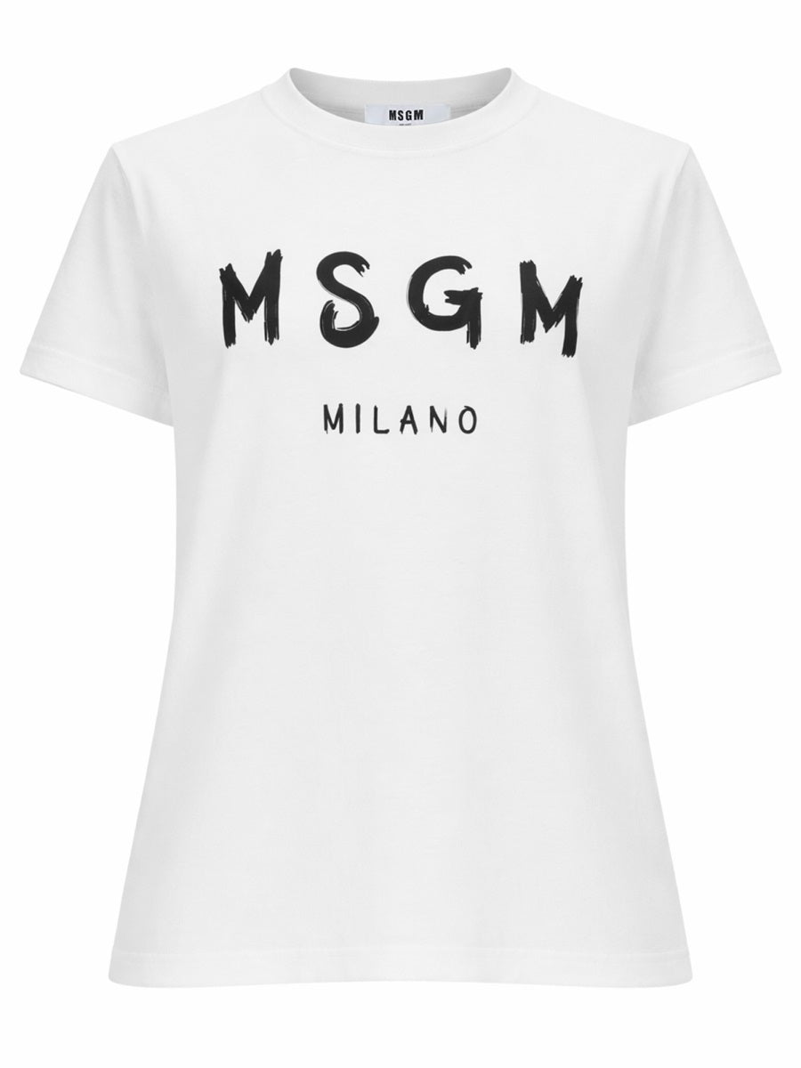 Msgm T Shirt Con Logo Pennellato