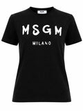 Msgm T Shirt Con Logo Pennellato