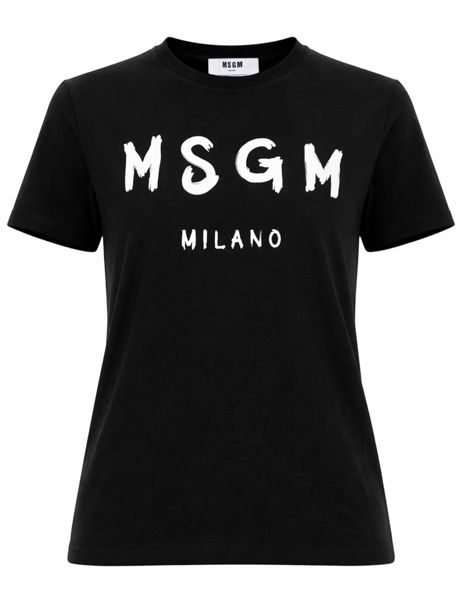 Msgm T Shirt Con Logo Pennellato