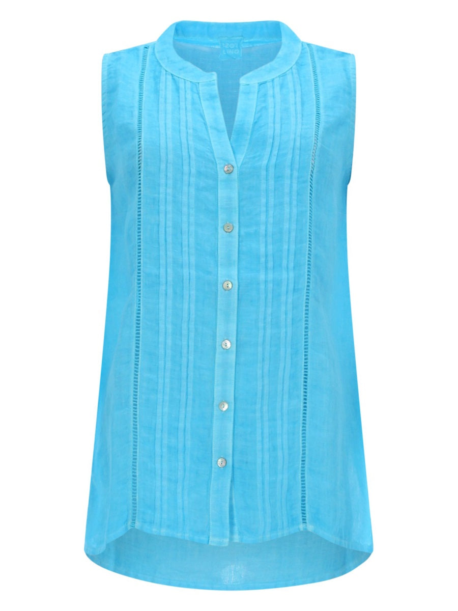 120% Lino Top Smanicato A Camicia