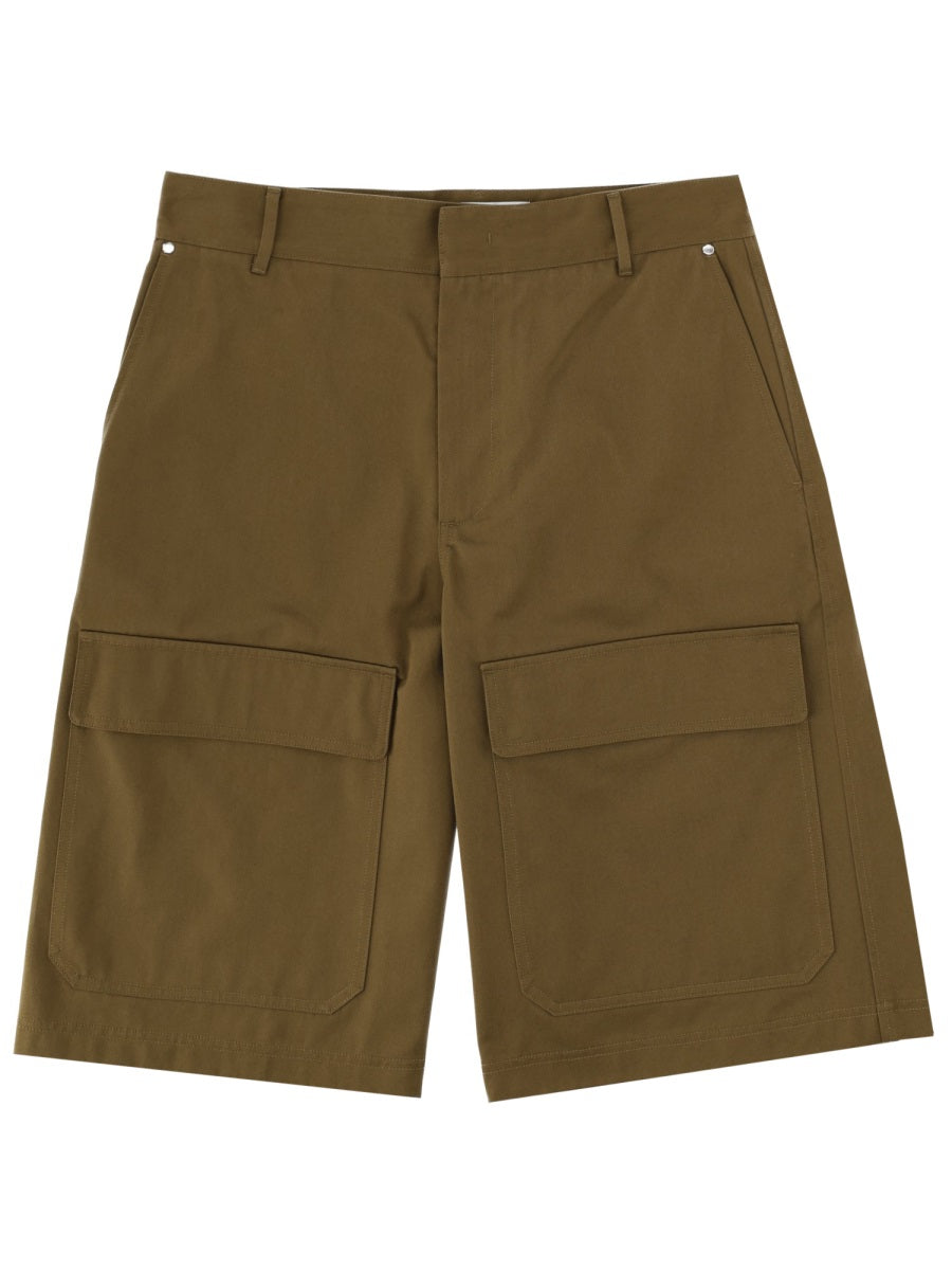Msgm Shorts In Cotone Con Patch Logo