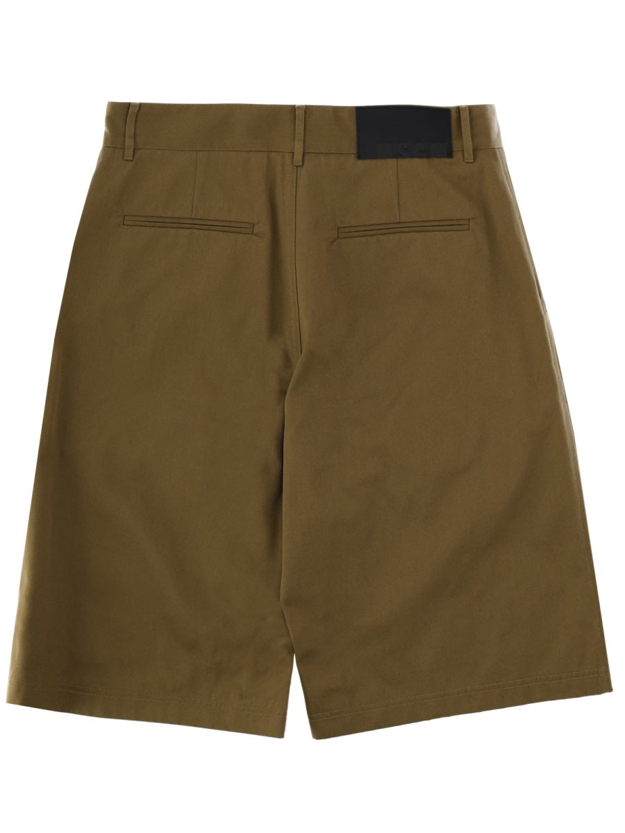 Msgm Shorts In Cotone Con Patch Logo
