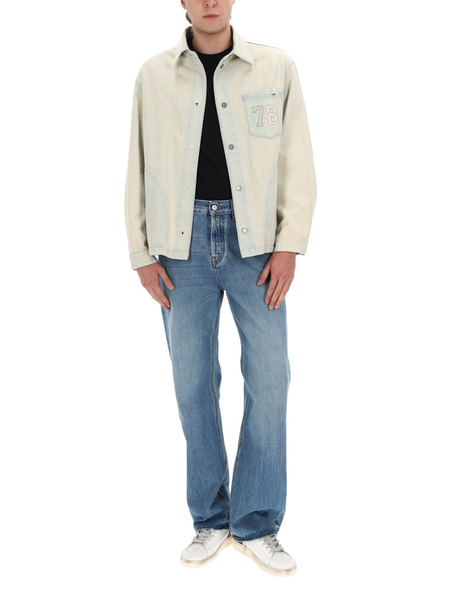 Golden Goose Giacca In Denim Con Tasca Ricamata