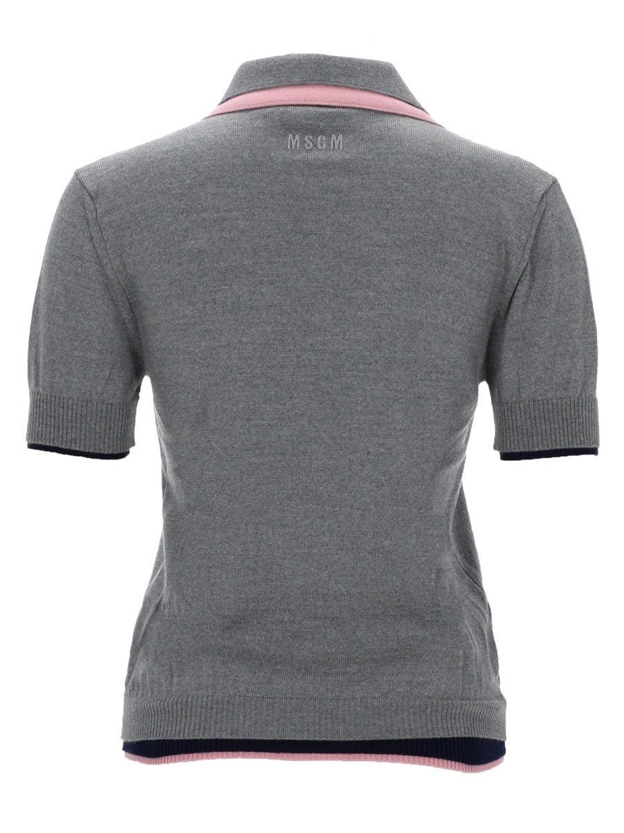Msgm Polo In Lana Con Doppio Bordo