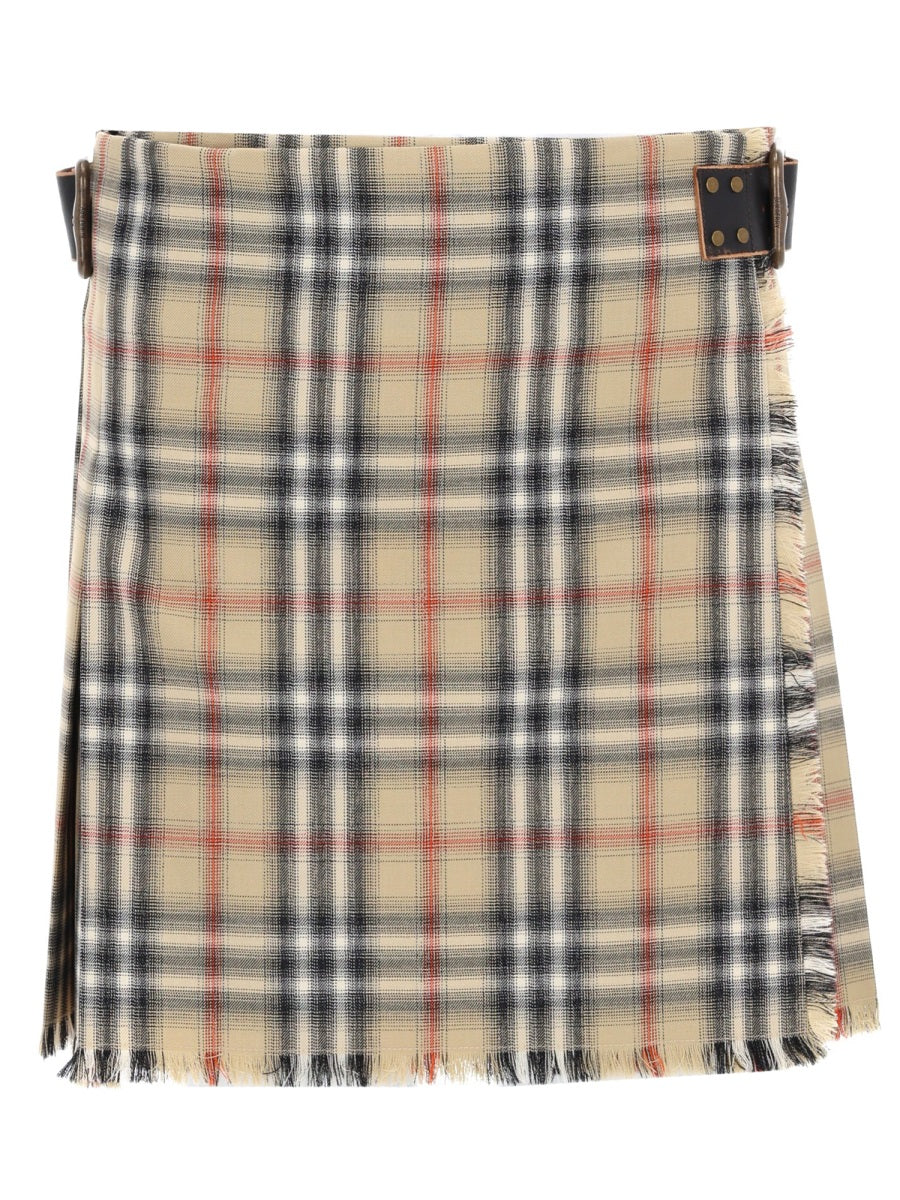 Burberry Minigonna Kilt In Lana Check