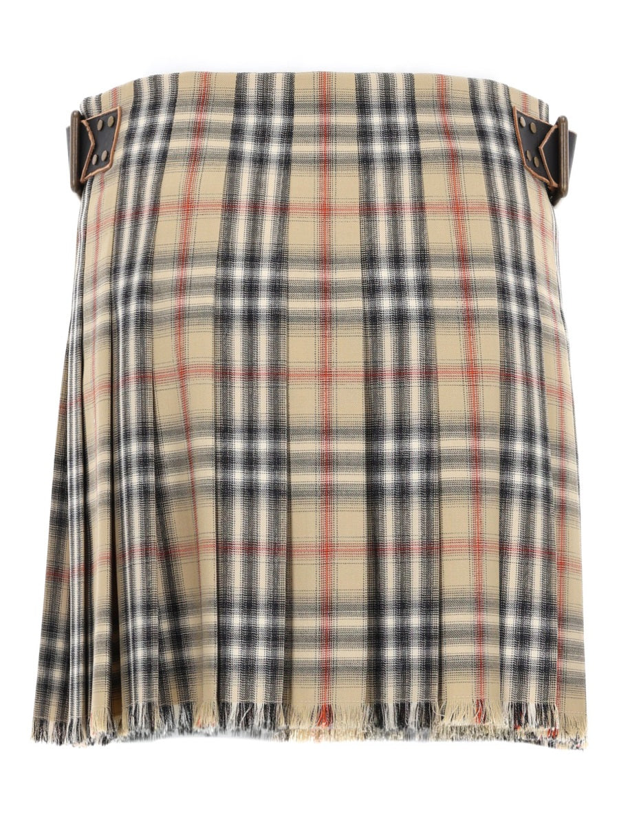 Burberry Minigonna Kilt In Lana Check