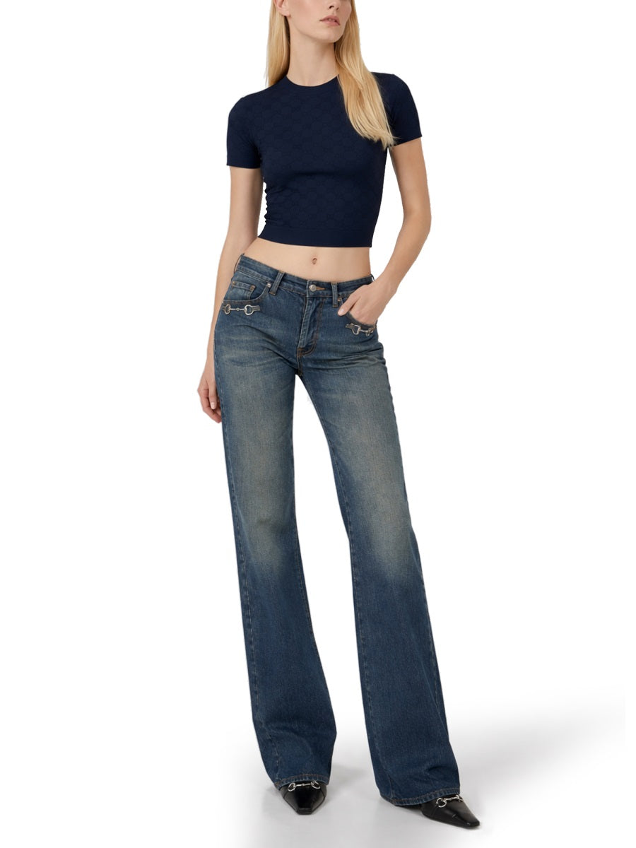 Gucci Top In Viscosa Jacquard Gg