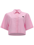 Msgm Camicia Crop Con Logo