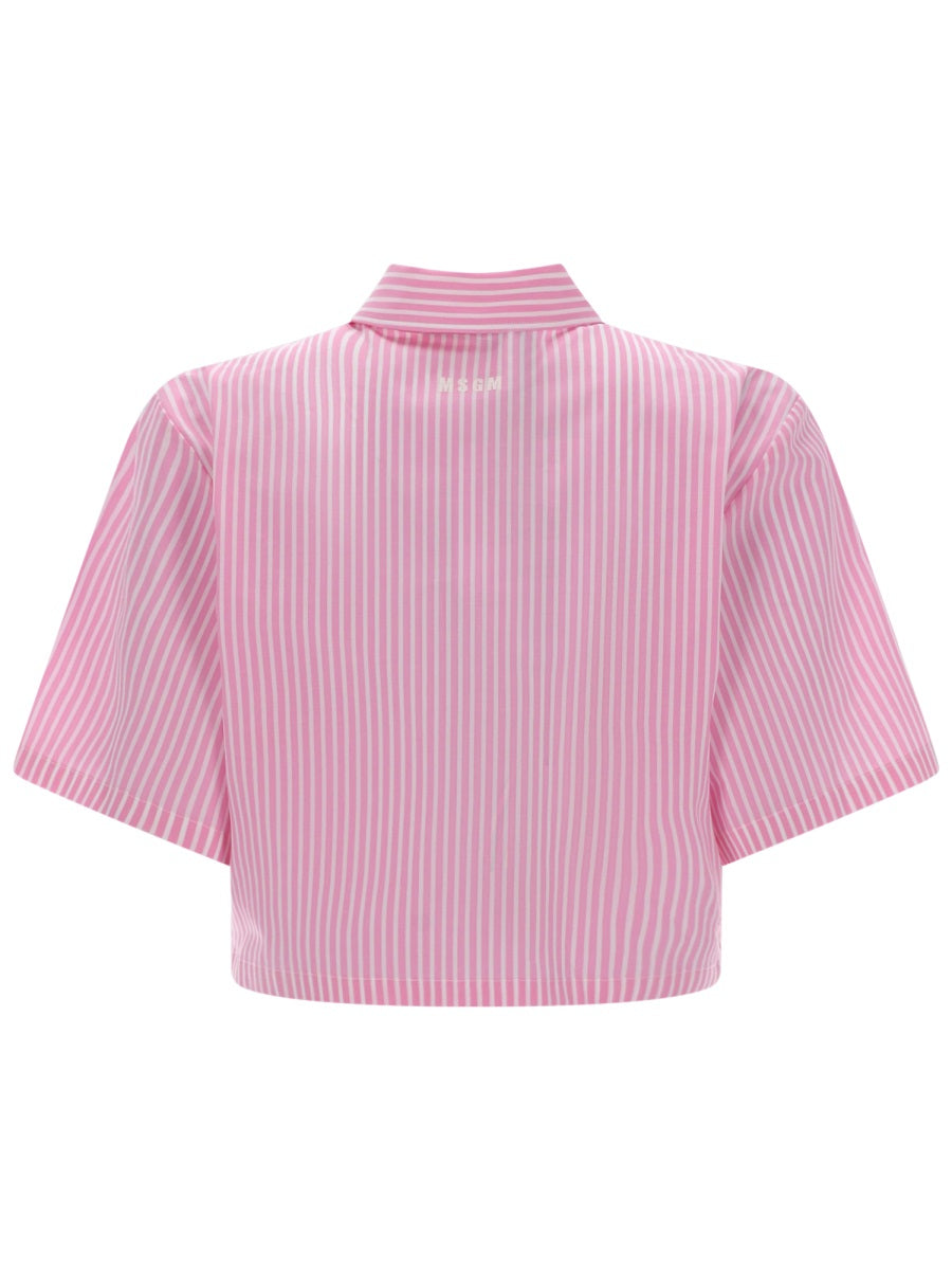 Msgm Camicia Crop Con Logo