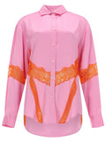 Msgm Camicia Con Inserti In Pizzo