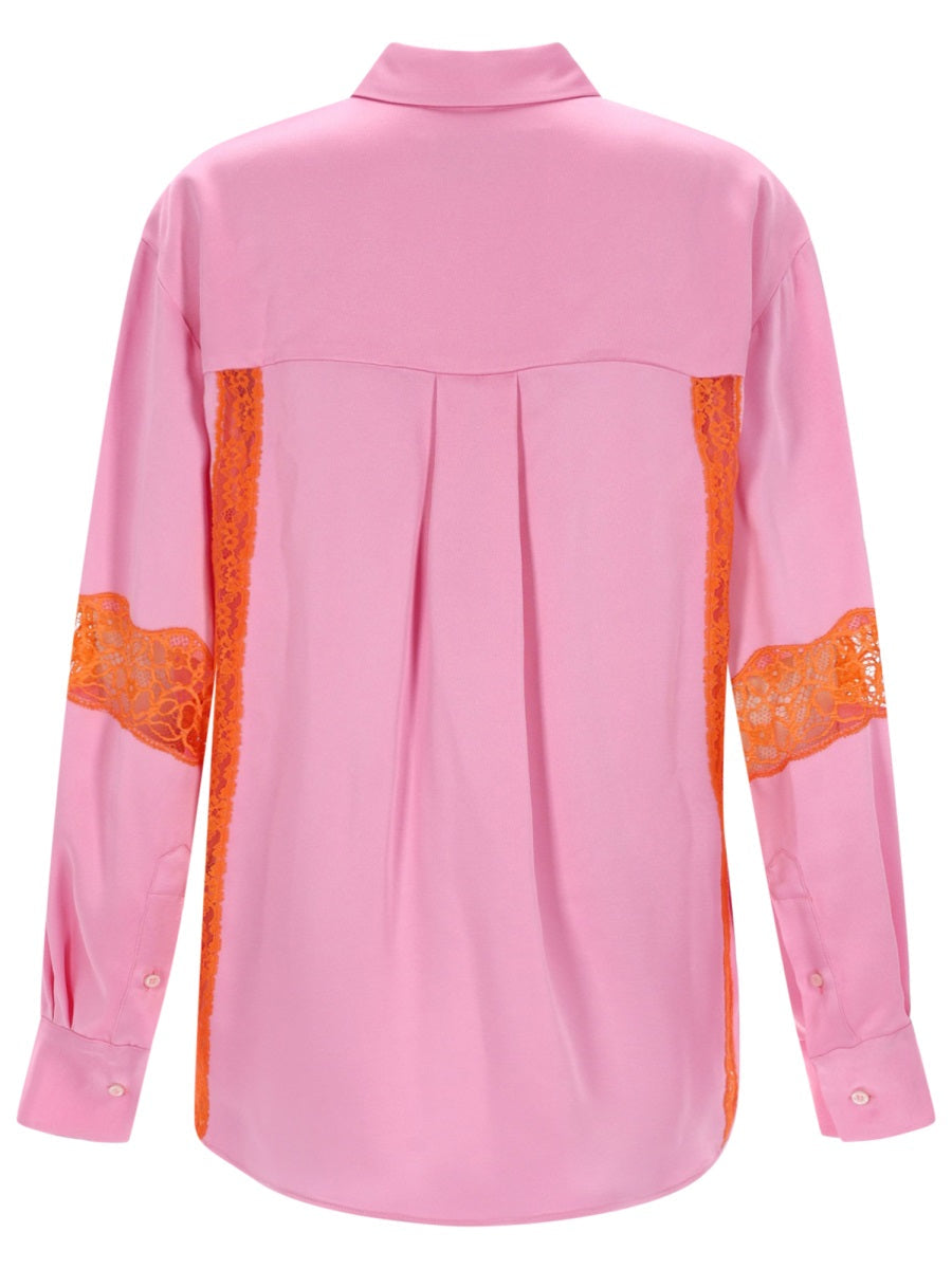 Msgm Camicia Con Inserti In Pizzo