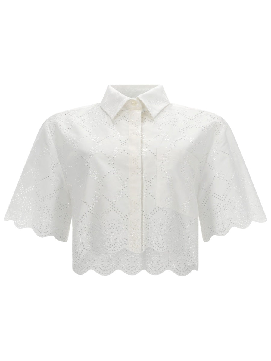 Msgm Camicia Con Motivo Traforato